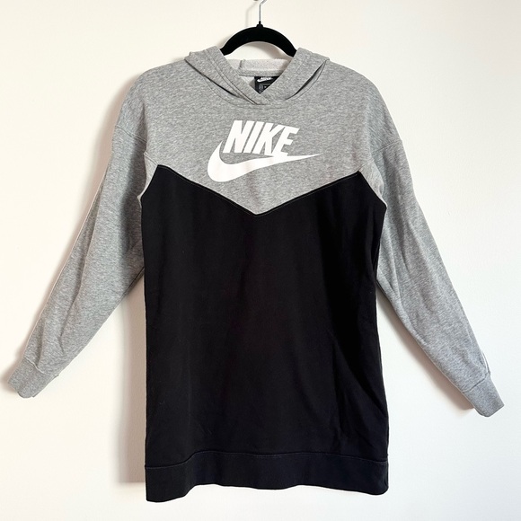 Nike Sportswear Heritage Black Gray Hoodie Dress - Picture 7 of 16